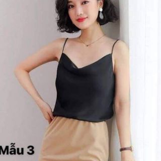 Áo lụa hai dây cổ tim sịn sò