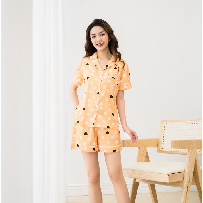 [ NEW - CHÍNH HÃNG ] Bộ Pijama Đùi Nữ Mặc Nhà Chất Liệu Lụa Luxury Cao Cấp Họa Tiết Sang Đẹp Mát Mềm