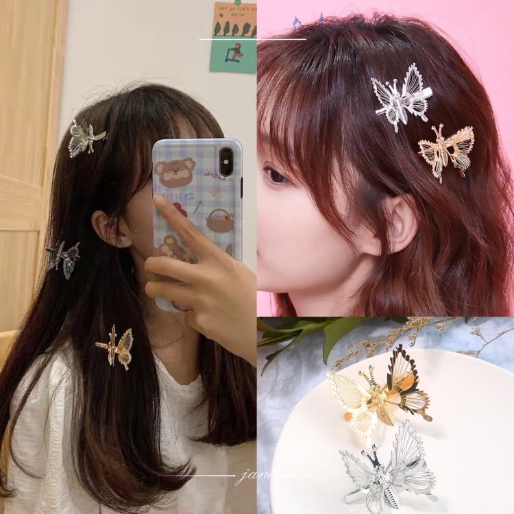 Kẹp tóc kim loại hình bướm xinh xắn cho nữ