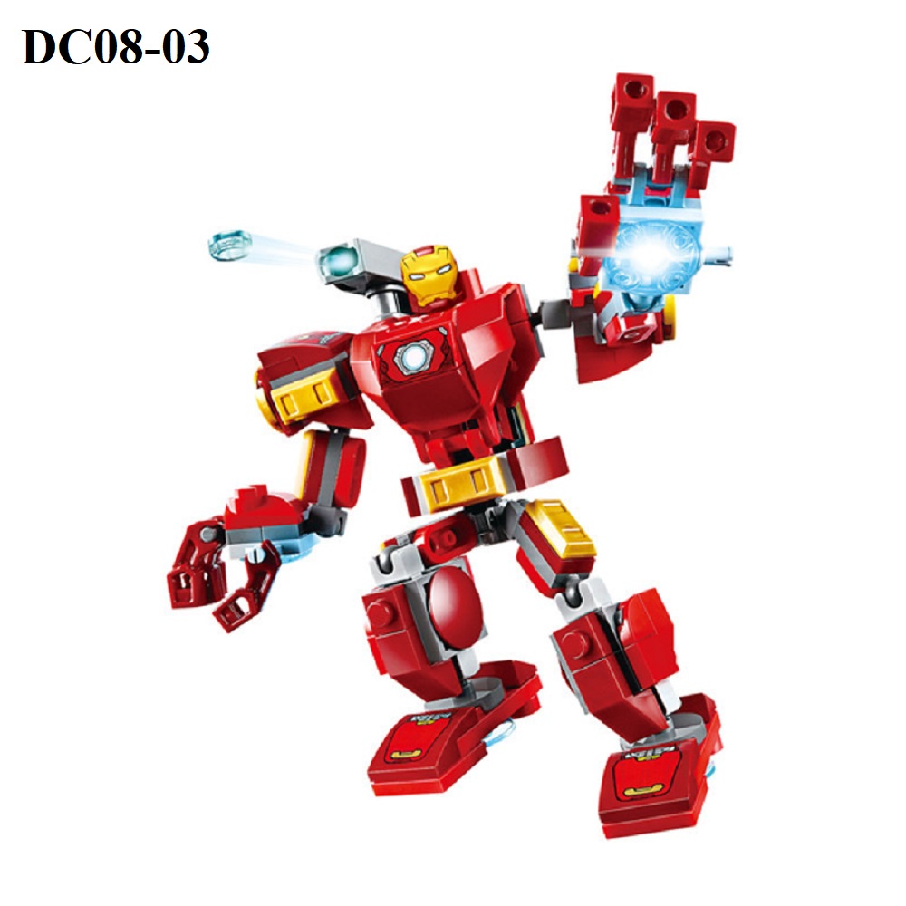 Đồ chơi lego lắp ráp mô hình siêu nhân người nhện, đội trưởng mỹ, người sắt cho trẻ em DC08