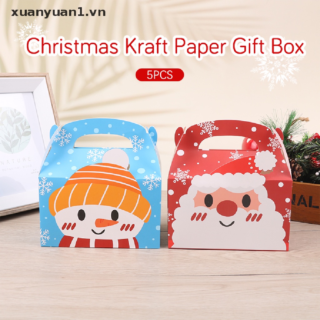 Set 5 Hộp Giấy Đựng Bánh Kẹo Phong Cách Giáng Sinh