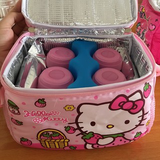 Túi giữ nhiệt doremon & hellokitty tặng 2 đá sóng 3 ngăn
