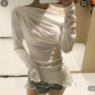 Áo dài tay lệch vai