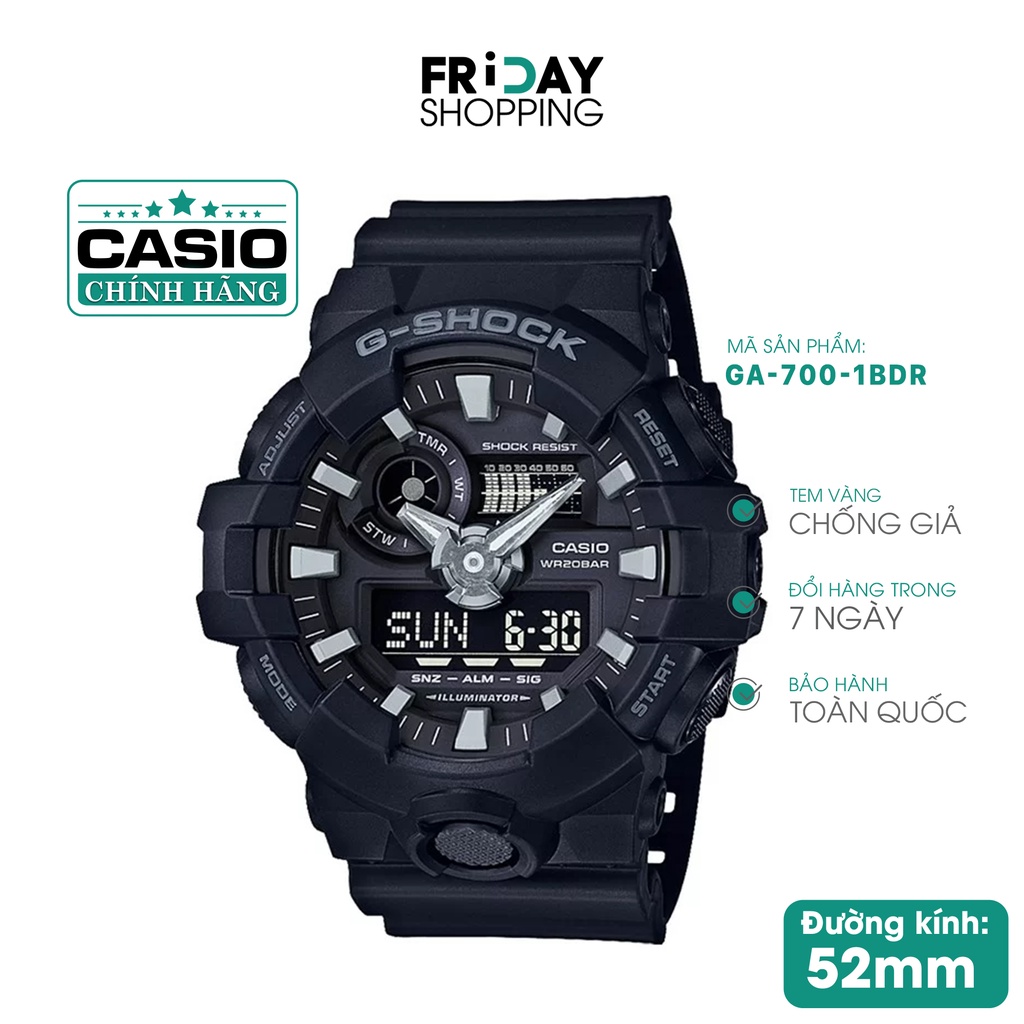 Đồng hồ nam Casio G Shock GA-700-1BDR thể thao chống nước