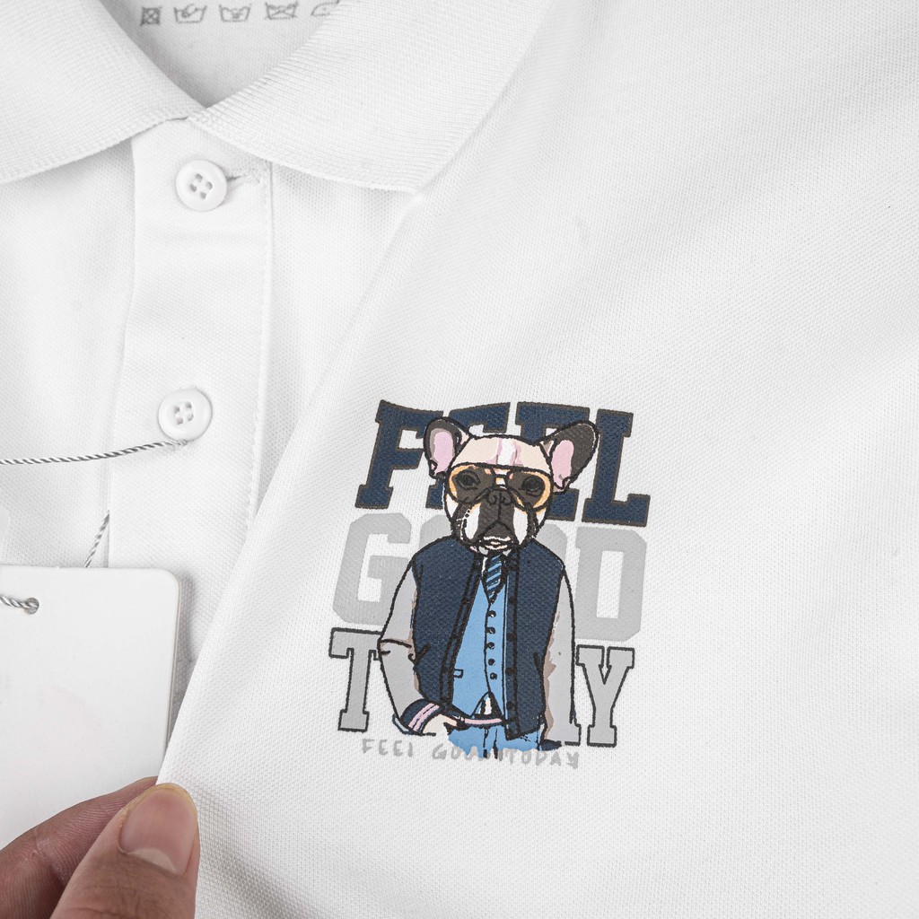 Áo thun Polo nam cổ bẻ DODO hình Pug Dog vải Cotton Trắng P14-POLOMAN | BigBuy360 - bigbuy360.vn