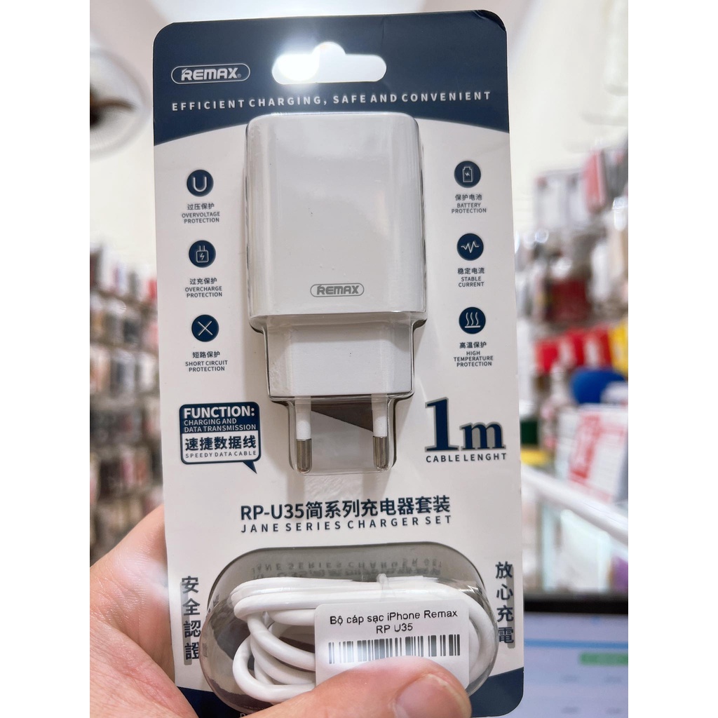 Bộ sạc Lightning Remax RP-U35 tích hợp 2 cổng USB max 2.1A