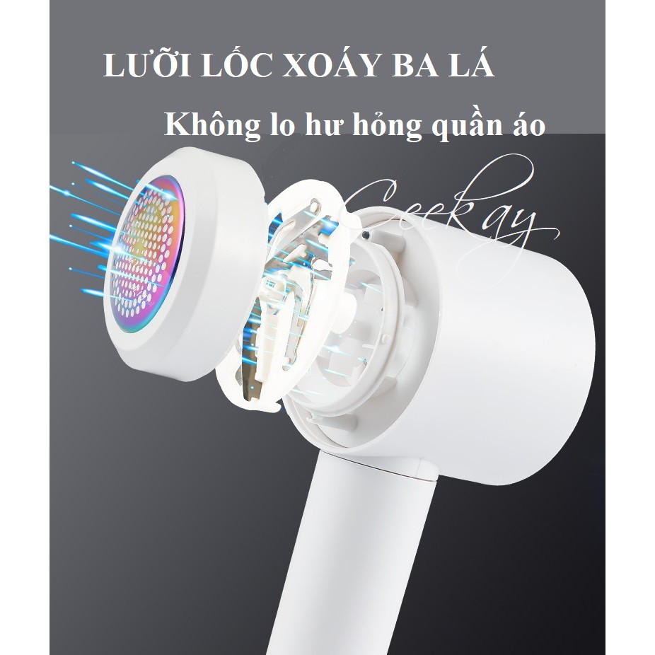 Máy cắt lông xù quần áo đa năng 2in1 có thể cắt xơ len vải và hút bụi, tích hợp đèn, không dây CEEKAY