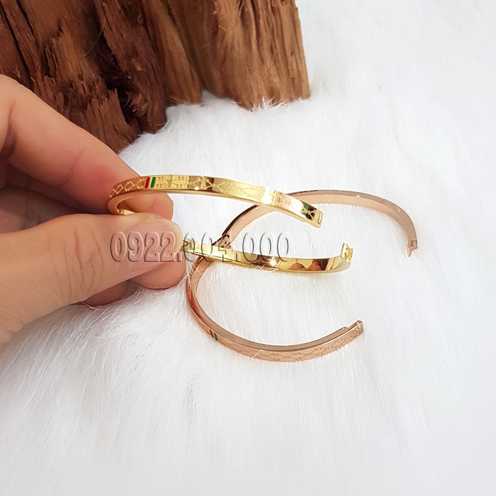 Vòng tay nữ bảng mỏng khắc hoa văn GC.