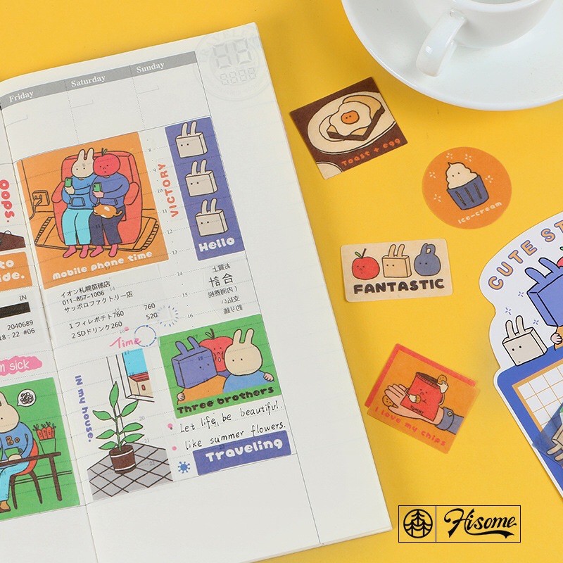 Túi 20 sticker hình dán tấm to kẻ lười biếng