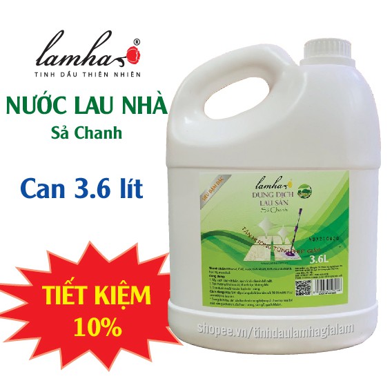 Nước lau nhà Sả Chanh/Quế Lam Hà can 3,6 lít