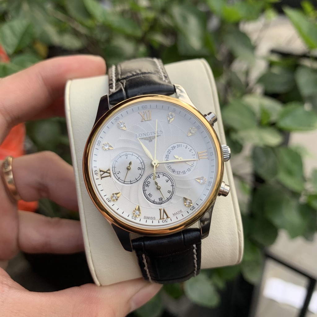 Đồng Hồ Nam longines Sapphire LG065 Mặt TRẮNG Chạy Full 6 Kim Chống Xước TUYỆT ĐỐI