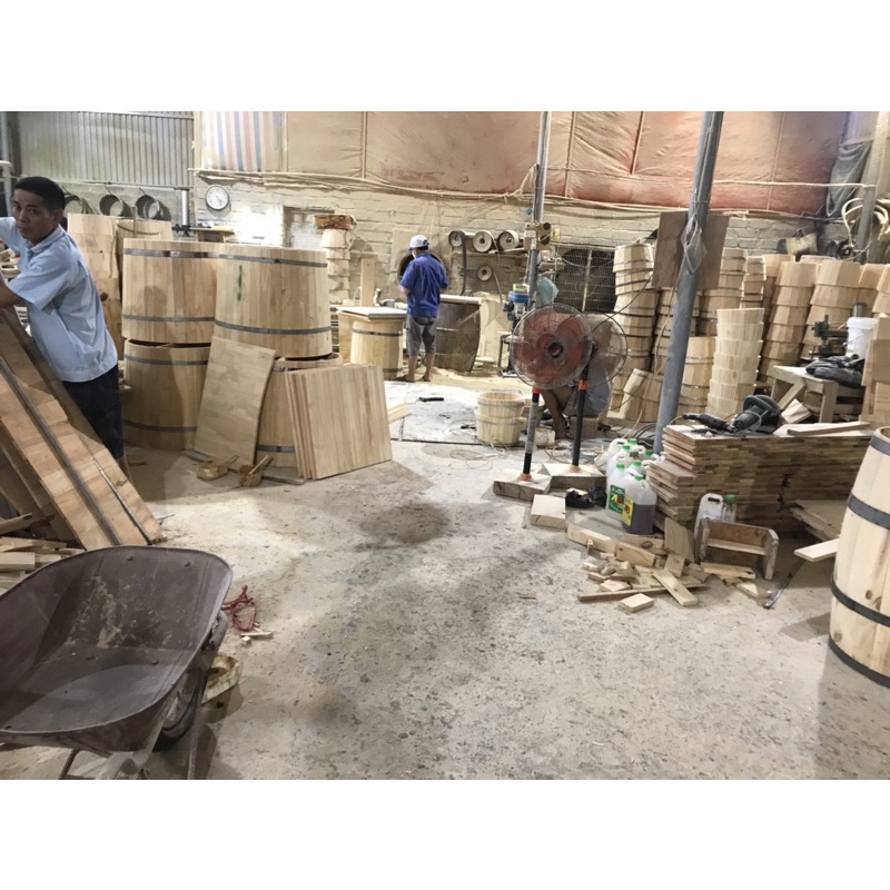 Chậu gỗ ngâm chân massage kèm bàn lăn