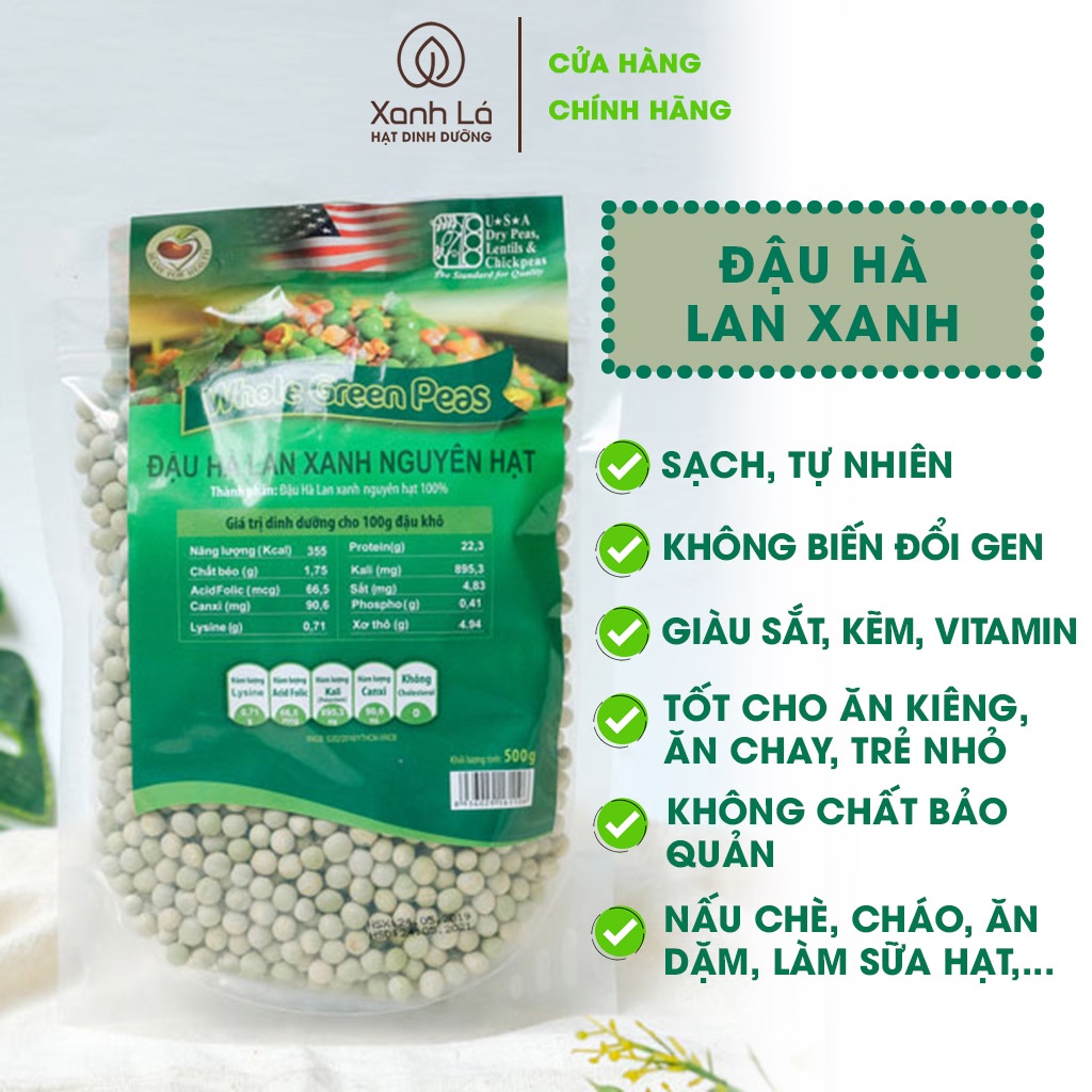 Đậu Hà Lan khô nguyên hạt, sạch, không biến đổi gen Xanh Lá nhập khẩu Mỹ | BigBuy360 - bigbuy360.vn