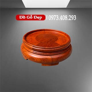 Kỷ tròn dáng dẹt gỗ Hương, Đế lư hương, đế tượng, cây cảnh, bình rượu cao 6cm