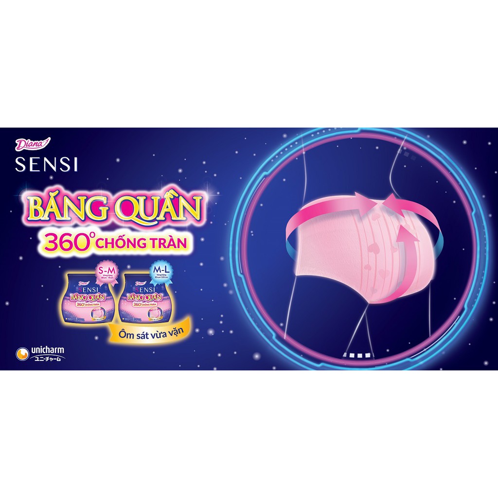 [Diana] Băng vệ sinh dạng quần ban đêm Diana Sensi Băng Quần size S-M và M-L