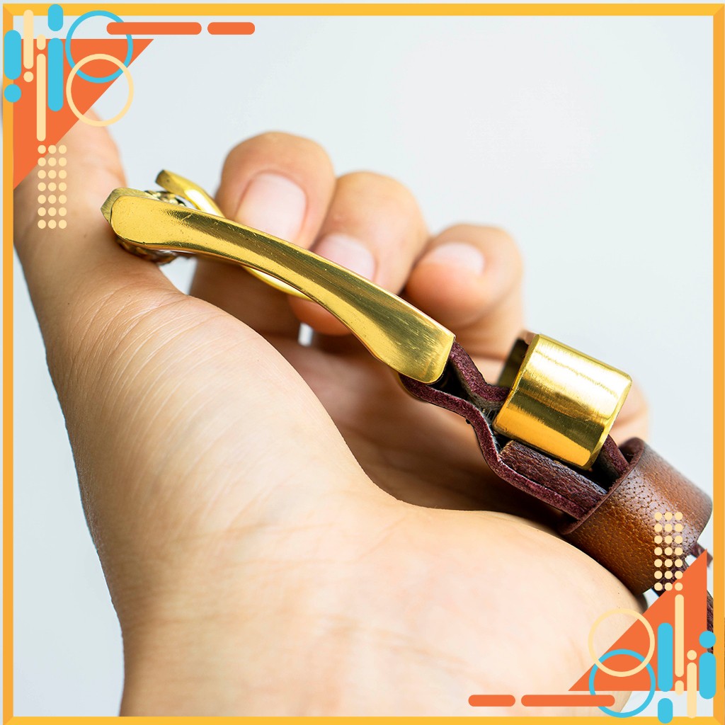 Thắt lưng nam cao cấp da bò một lớp cắt miếng khóa đồng đúc kiểu dáng mạnh mẽ nam tính bền đẹp hàng xuất khẩu