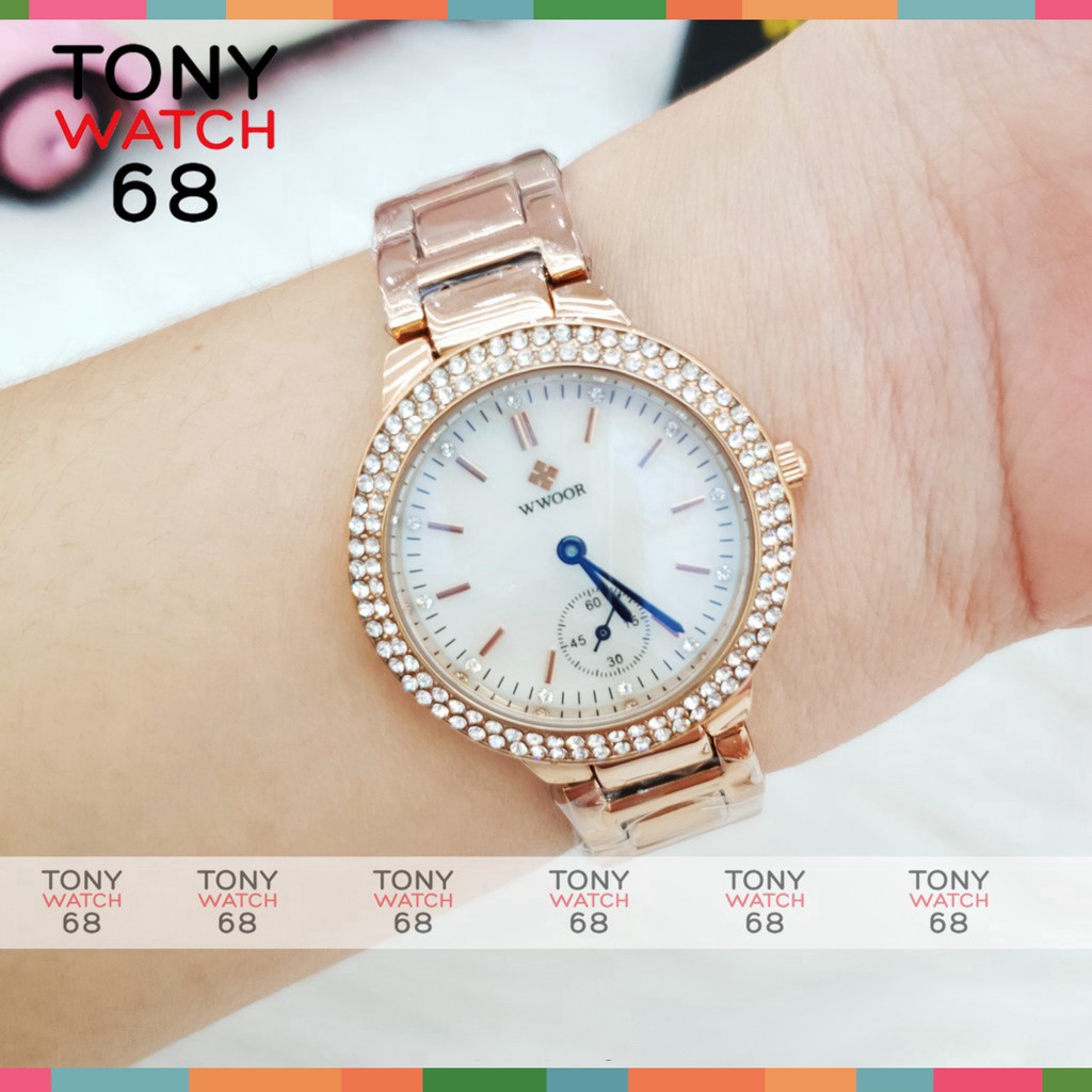 Đồng hồ nữ chính hãng Wwoor đeo tay dây kim loại chống nước tuyệt đối Tony Watch 68