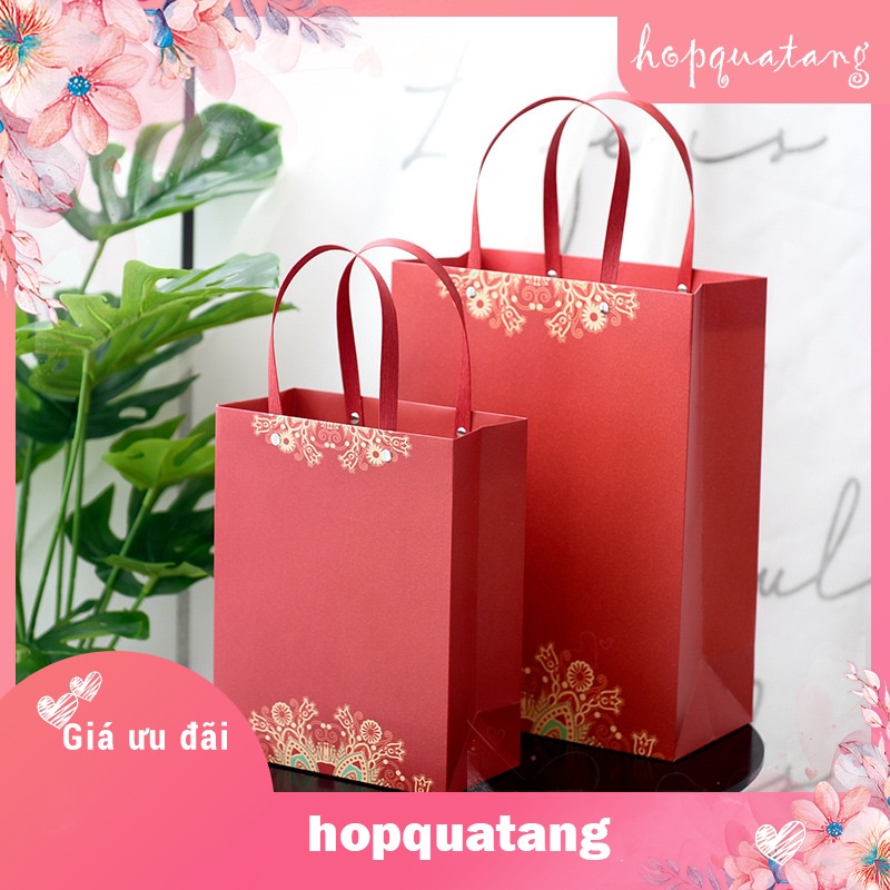 Túi Quà Tặng Túi Giấy Hoa Văn Màu Đỏ Lễ Hội Tết Trung Thu Sự Kiện