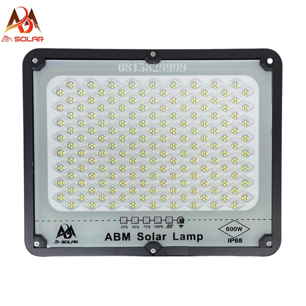Đèn Năng Lượng Mặt Trời Nhôm Đúc Chống Loá , Có Báo % Pin, Công Suất 400W, Chống Nước IP68- ABM SOLAR