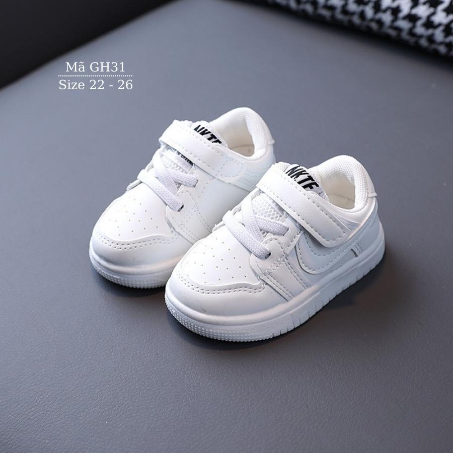 Giày trắng cho bé trai bé gái LIMIBABY thể thao da mềm nhẹ êm chân kháng khuẩn đi học đi chơi mùa hè dẽ thương GH31