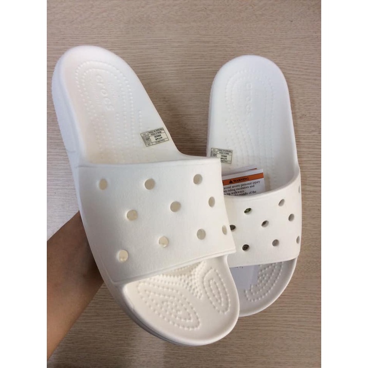Tặng jibit, Dép lê Classic Trắng Full êm nhẹ, đế ma sát chống trơn trượt cho nam nữ