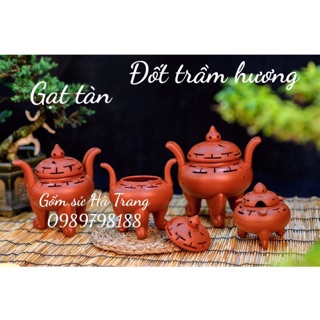Gạt tàn , lư đốt trầm hương gốm tử sa Bát Tràng