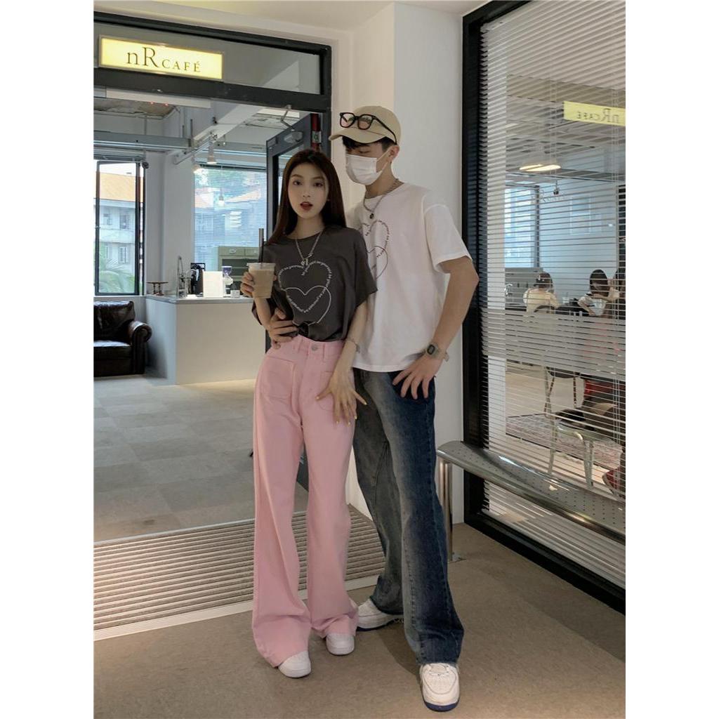 Áo Thun Dáng Rộng Ngắn Tay In Hình Trái Tim 62962