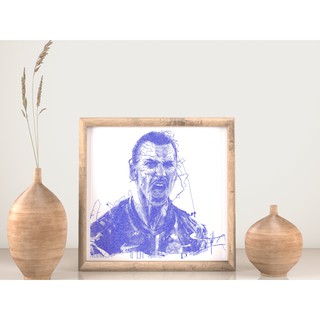 Tranh treo tường 🎨 Free Ship 🎨 Tranh vẽ bút bi số hóa chân dung cầu thủ Ibrahimovic