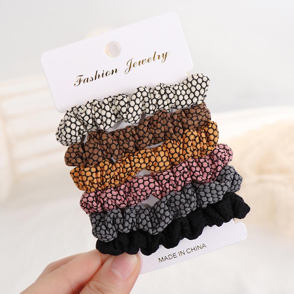 Set 4 / 6 Dây Cột Tóc Đuôi Ngựa Chất Liệu Nhung / Nhung Màu Sắc Cầu Vồng Phong Cách Cổ Điển