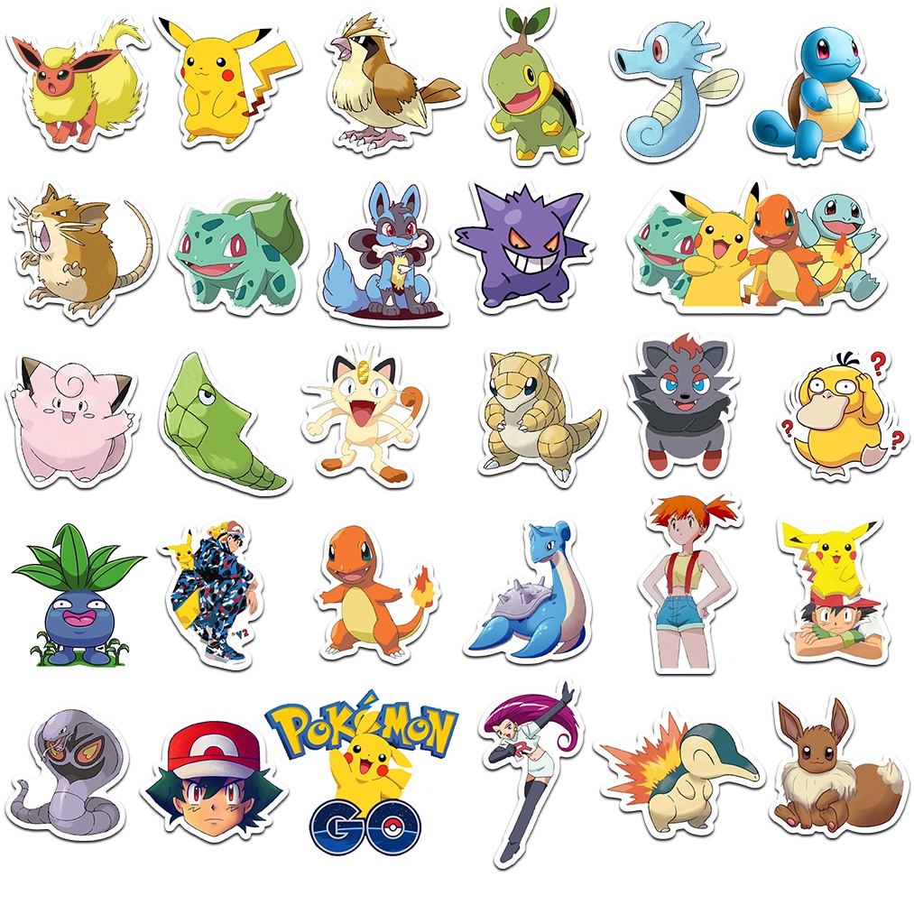 Bộ 10/50 Miếng Dán Trang Trí Laptop/Laptop Họa Tiết Hoạt Hình Pikachu
