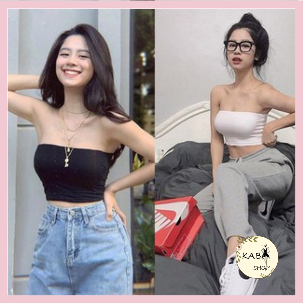 Áo Quây Ngực Thun Tăm Croptop ngắn dáng ôm, phông trơn body màu đen trắng tím | BigBuy360 - bigbuy360.vn