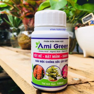 Phân Bón Lá Sinh Học Ami Green - Phân hữu cơ Sinh Học Ami Green - Tốt Rễ Bật Mầm Xanh Lá ( chai 100ml)