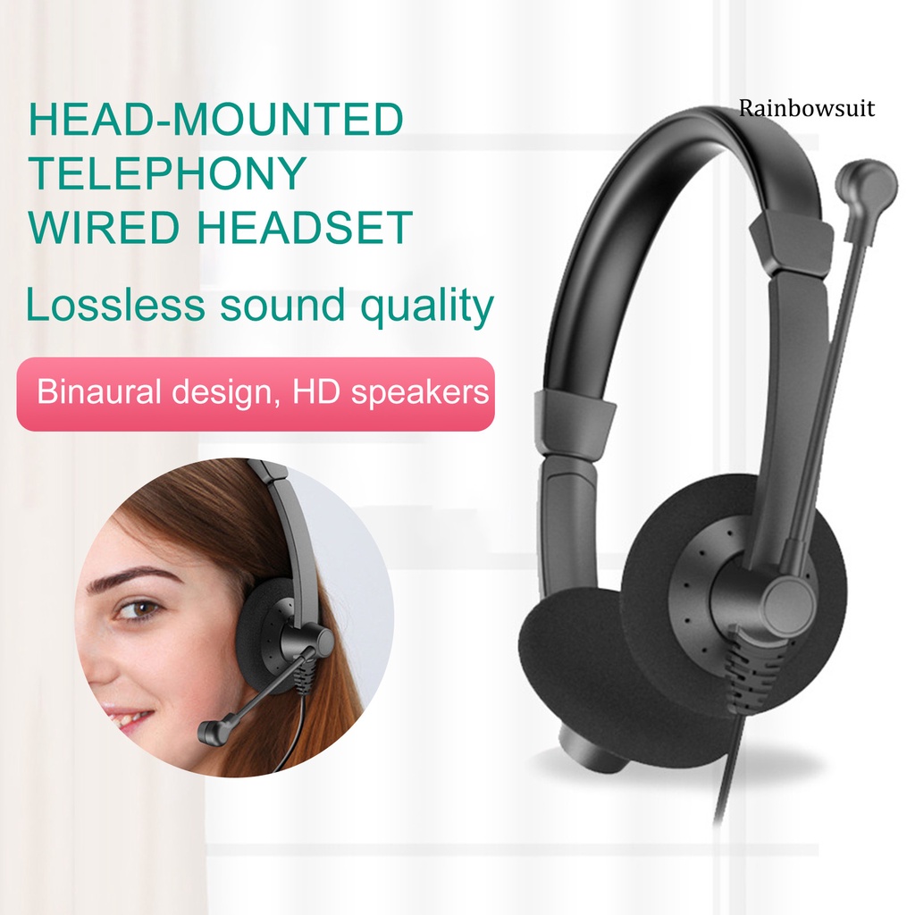 RB- T28 Headset 330 Degree Adjustment Noise-reduction Microphone ABS Wired Call Center Service Headphone for Customer Communication