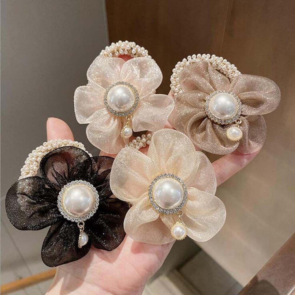 AROMA Dây Cột Tóc Đính Hoa Phong Cách Hàn Quốc Ngọt Ngào Cho Nữ