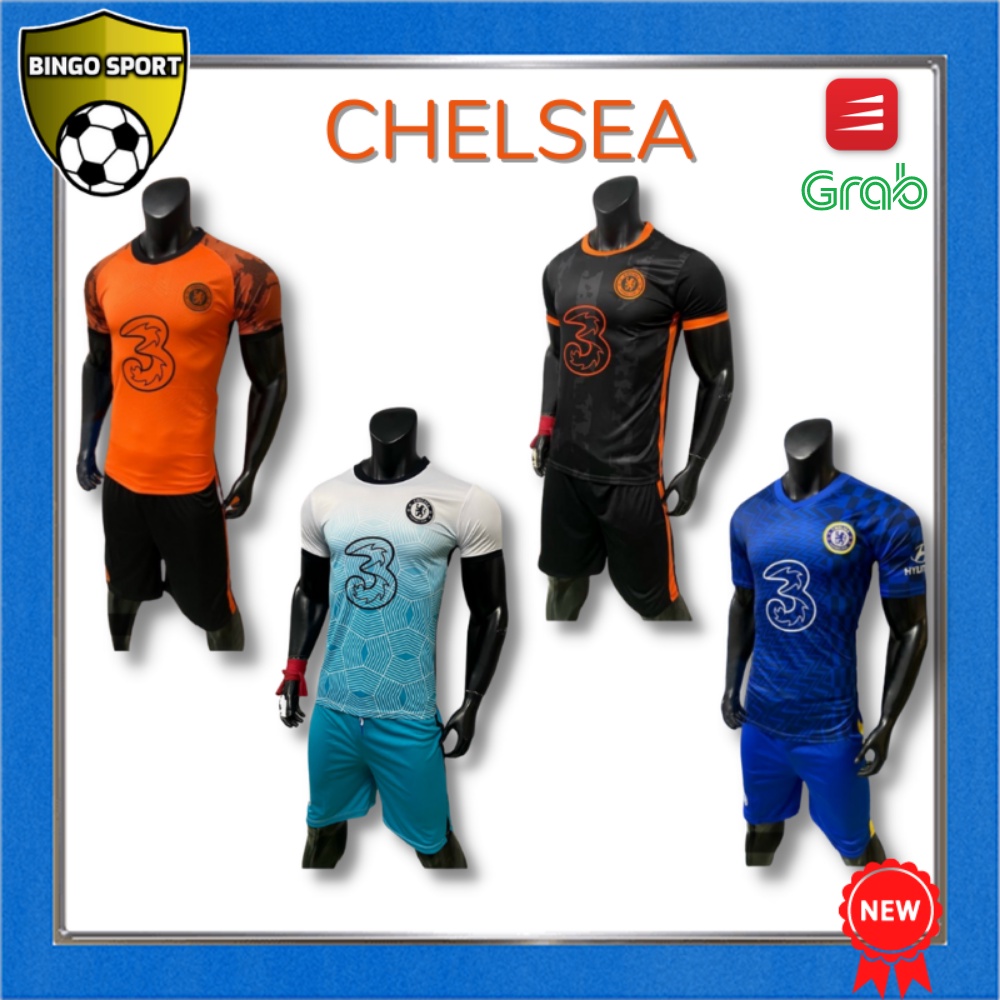 Quần Áo Bóng Đá Thun Lạnh Logo Thêu Nổi Cao Cấp CLB CHELSEA Mới 21/22 BINGO SPORT