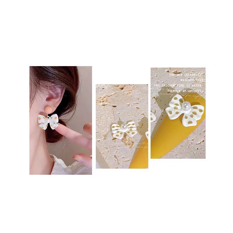 phụ kiện charm nơ gắn móng tay nail