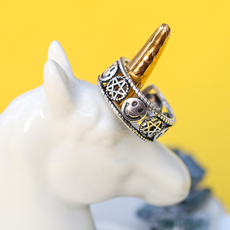 Nhẫn trang trí ngôi sao và mặt cười phong cách Hàn Quốc đáng yêu thời trang