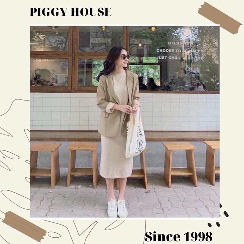 Áo blazer 2 lớp 2 màu be và đen basic | BigBuy360 - bigbuy360.vn