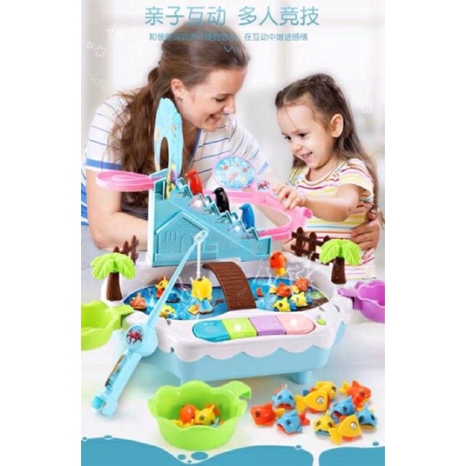 Đồ chơi câu cá _ Bộ đồ chơi câu cá + vịt chim cánh cụt léo thang đèn nhạc nước kèm đánh đàn piano
