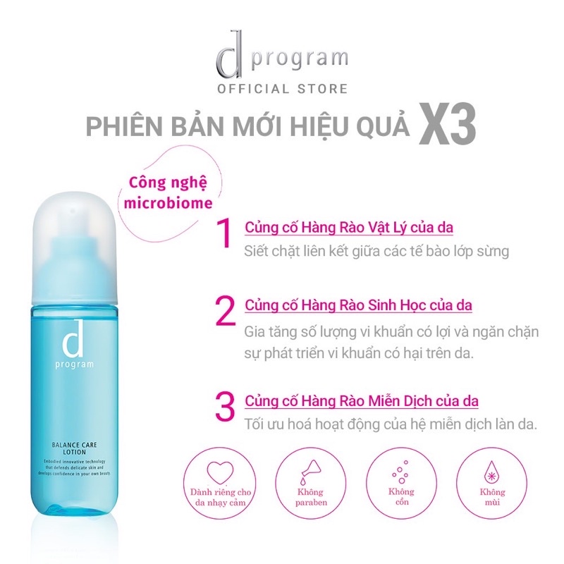 Nước cân bằng cho da dầu/hỗn hợp nhạy cảm Dprogram Microbiome Balance Care Lotion 125ml