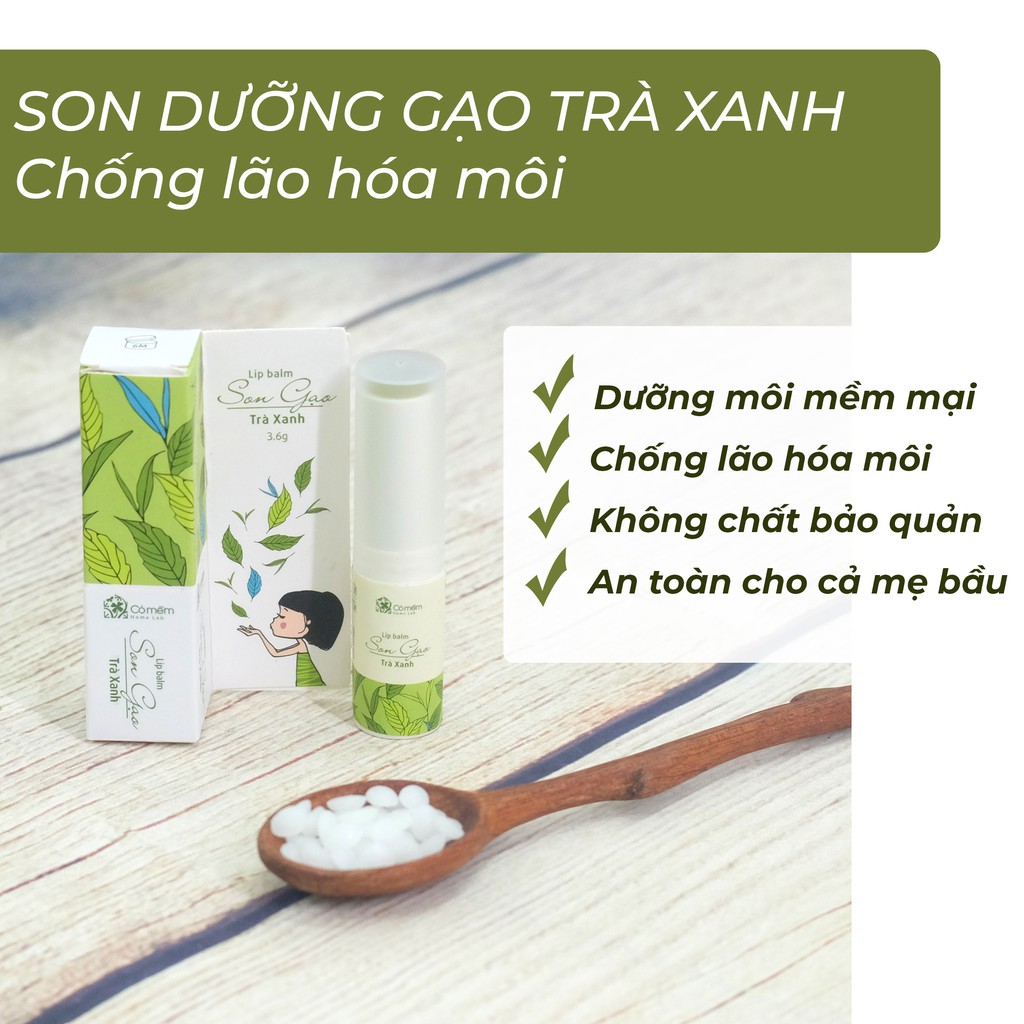 Son Dưỡng Không Màu Gạo Trà Xanh Chống Lão Hóa Môi Cỏ Mềm 3,6g Mới 100%.Bảo hành 6 tháng0