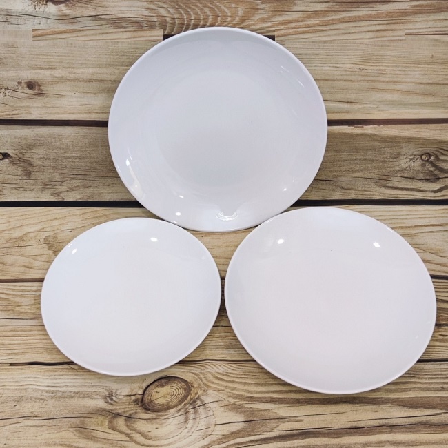 dĩa tròn ảo sứ Minh Long 13,15,18,22,26,28cm - dĩa tròn ảo sứ trắng minh long