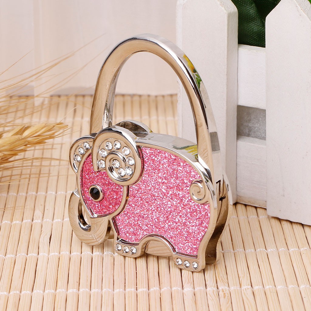 Móc Treo Túi Xách Kim Loại Hình Voi Hồng Dễ Dàng Gấp Mở