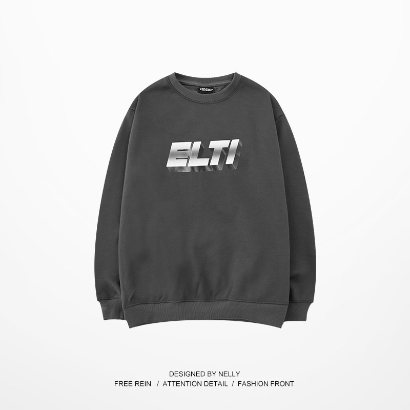 Áo sweater Nelly nỉ lót lông mềm in hình "ELTI" áo nỉ