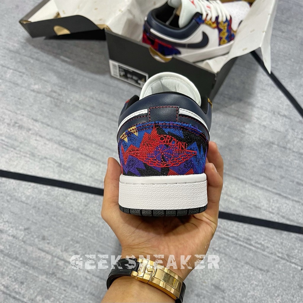 [GeekSneaker] Giày Jordan 1 Low Nothing But Net - Thổ Cẩm - Vải - Cổ thấp