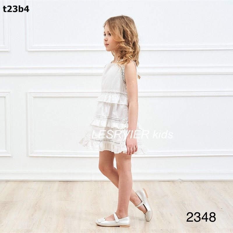 Váy kate trắng xếp tầng dành cho bé gái-thanh lý