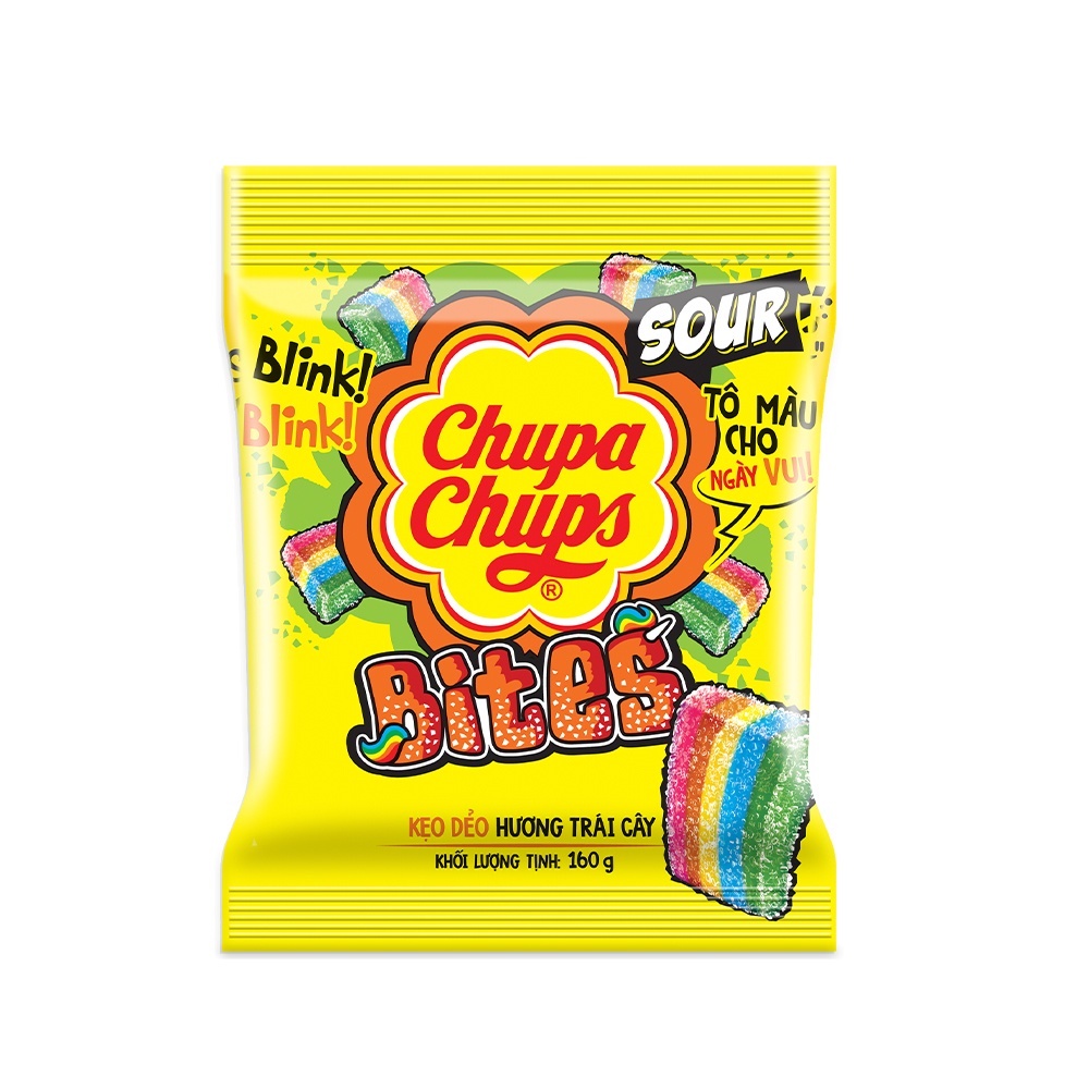 Kẹo dẻo Chupa Chups Sour Bites hương trái cây loại gói 90gr/160gr