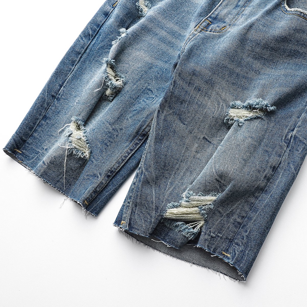 Quần Short Jean Bò Nam HEBOZ Rách Co Giãn 3M - 00000744