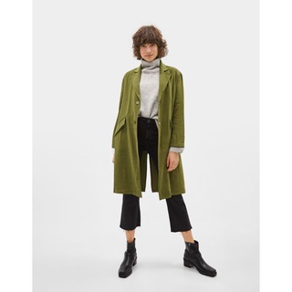 Áo khoác dài trench coat cổ vest BERSHKA xuất dư xịn VNXK tqxk cardigan măng tô