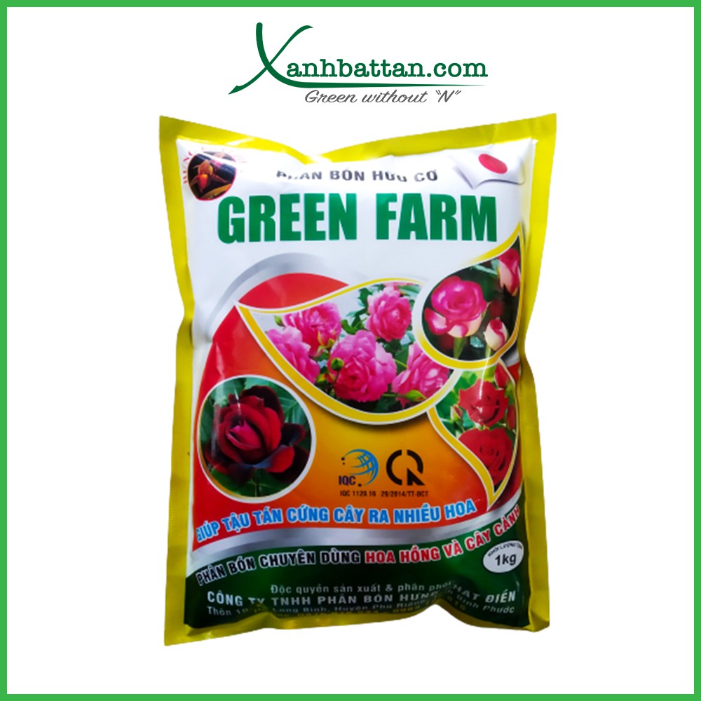 Phân Bón Hữu Cơ Hoa Hồng - Cây Kiểng Green Farm Túi 1 Kg